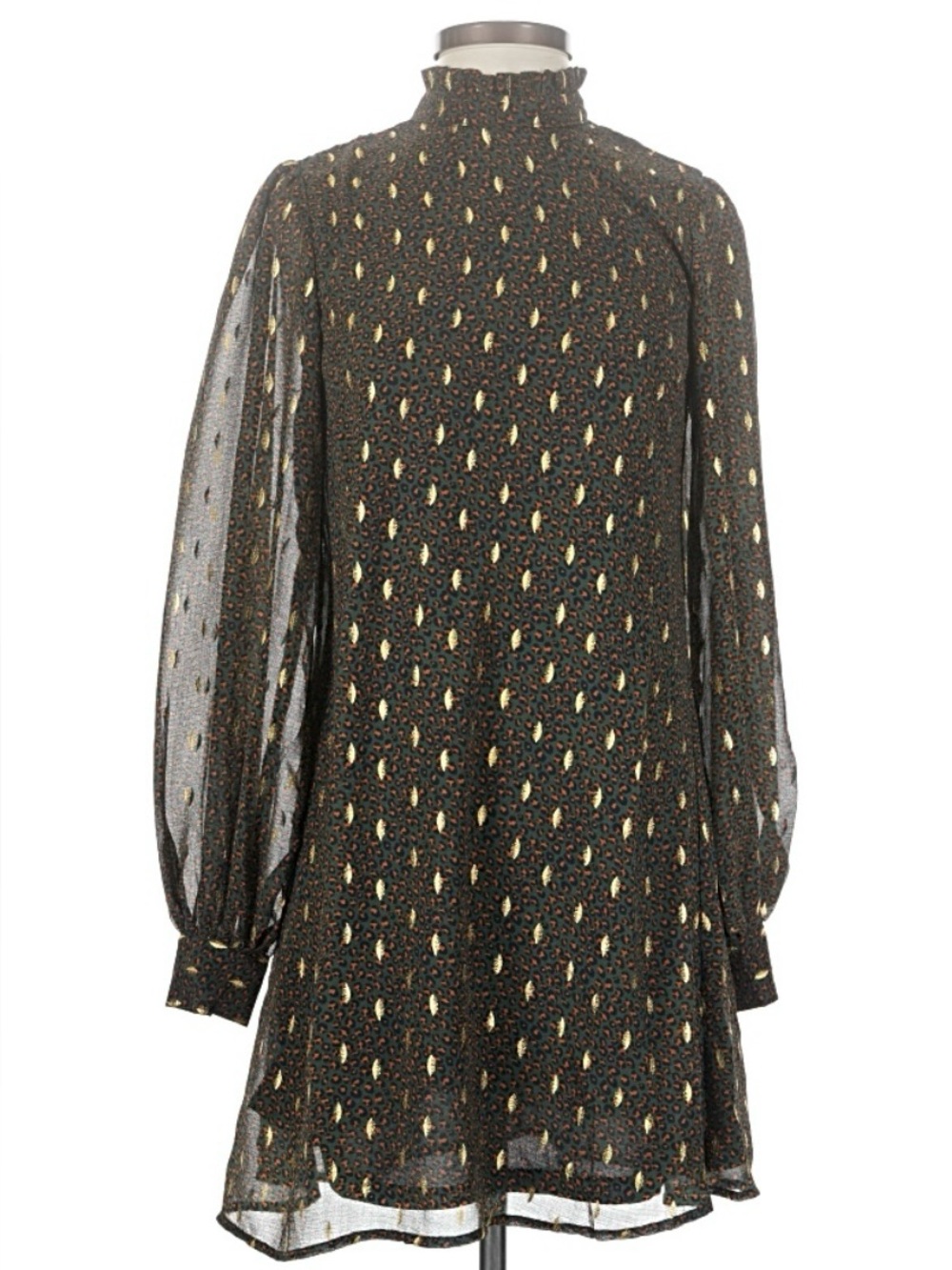 Long Sleeve Black Patterned Women's Dress